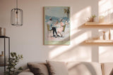 Paul Sinus Wandbild in 40x60cm Côte d’Amour – Romantische Szene eines Paares im Straßencafé an der französischen Küste, impressionistische Bilder in sommerlichen Pastellfarben