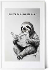 Paul Sinus Poster/Leinwandbild/Rahmenoption Lustiges Faultierbild – Witzige Klo-Deko fürs Gäste-WC – Perfekt für Entspannte