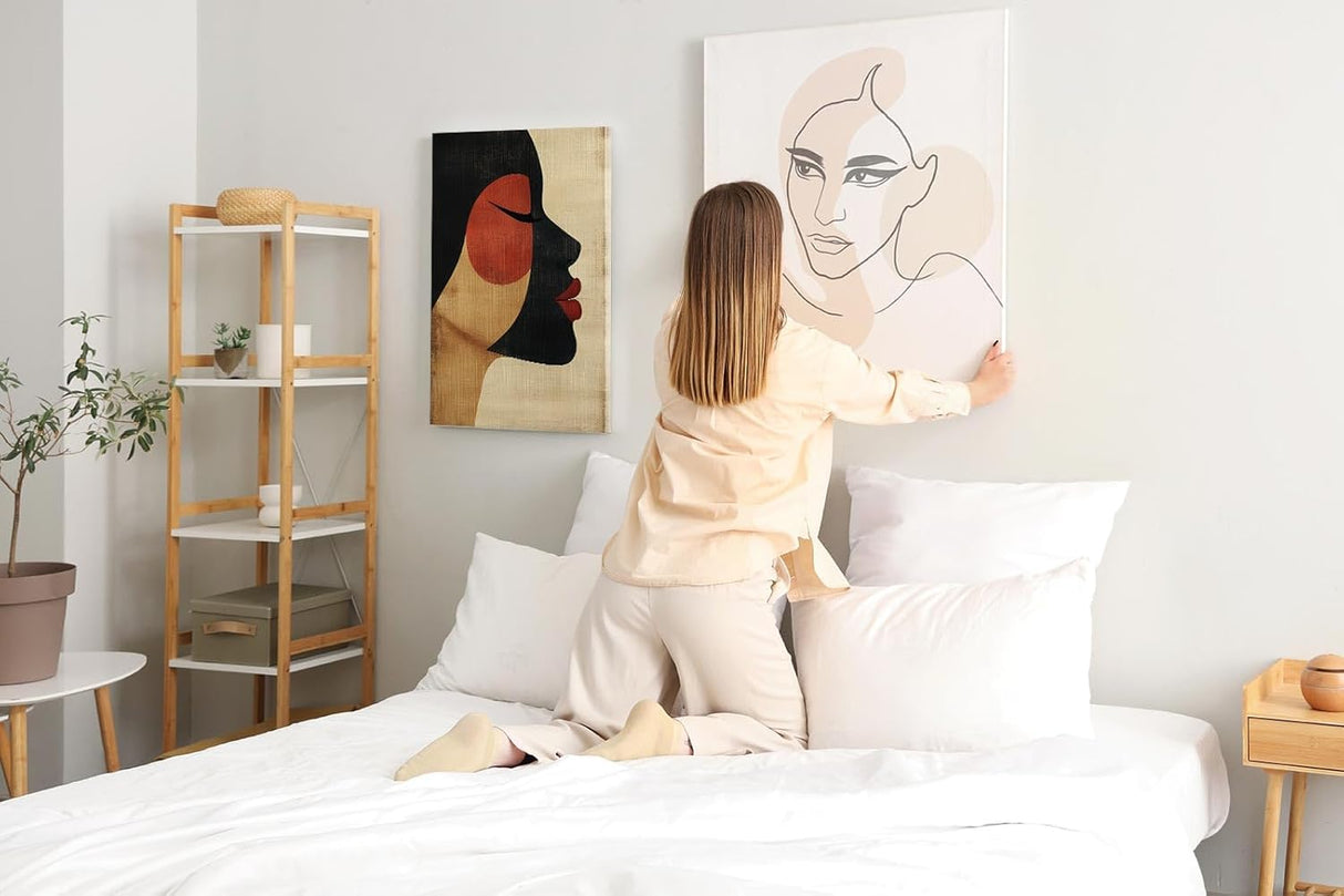 Paul Sinus 60x90cm Wandbild Sanfte Kontur – Stilvolles Frauenporträt in abstrakter Form auf Leinwand Holzrahmen