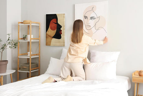 Paul Sinus 60x90cm Wandbild Sanfte Kontur – Stilvolles Frauenporträt in abstrakter Form auf Leinwand Holzrahmen