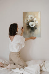 Paul Sinus 60x90cm Wandbild Anemonen in Beige – Ausdrucksstarke Blumenmalerei mit moderner Blume