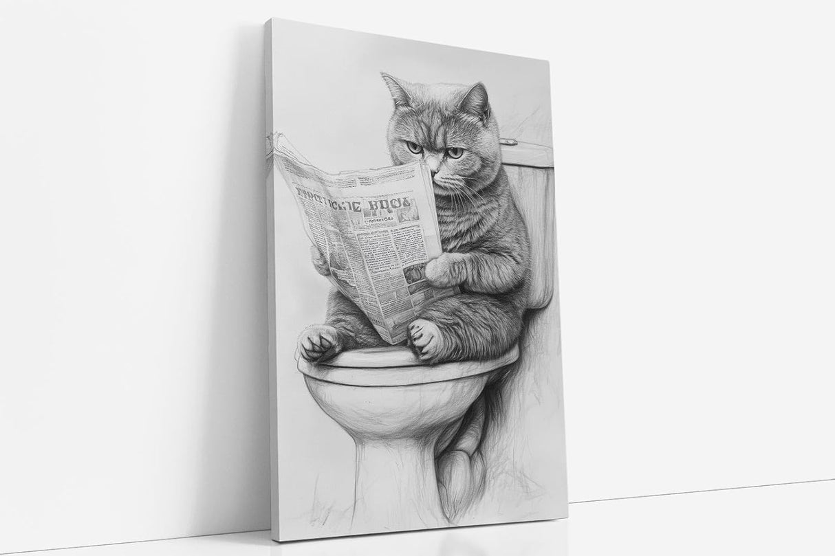 Paul Sinus Poster/Leinwandbild/Rahmenoption Lustiges Katzenbild – Witzige Klo-Deko fürs Badezimmer – Perfekt fürs Gäste-WC