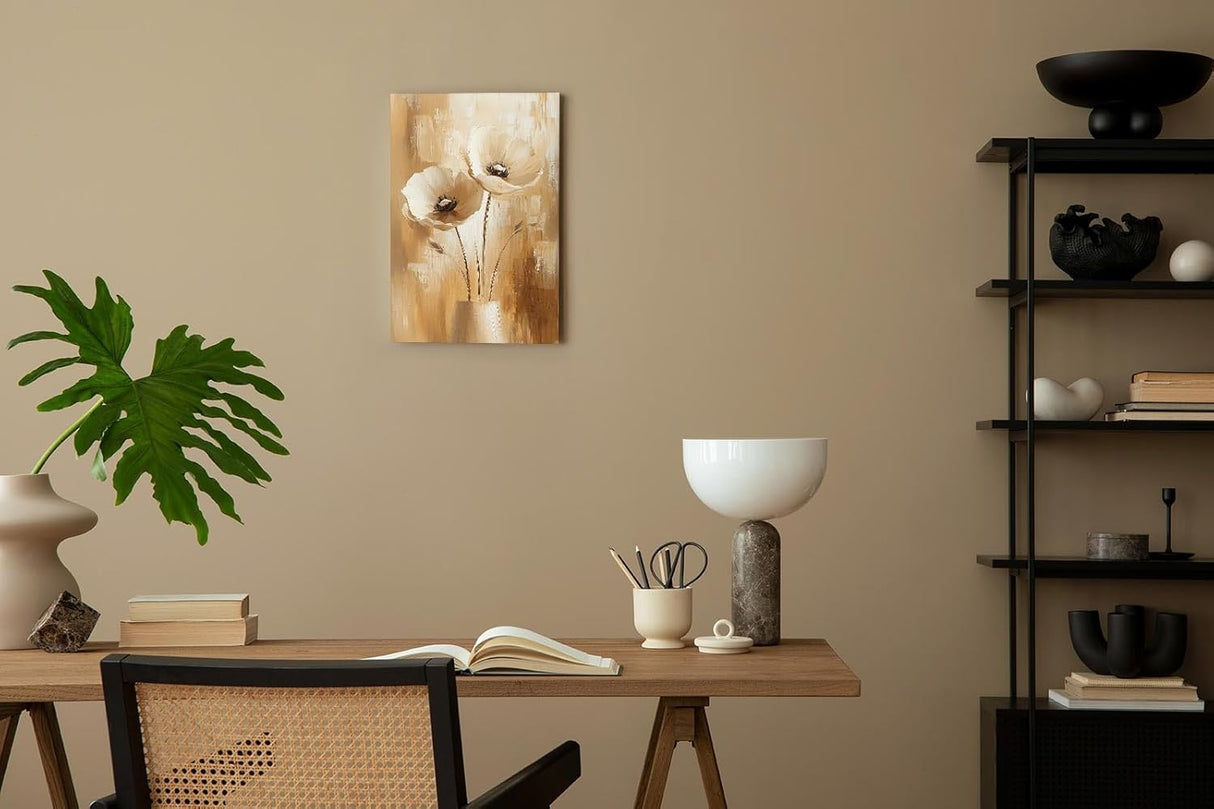 Paul Sinus 60x90cm Wandbild Blütenträume in Beige – Ausdrucksstarke Mohnblumen als stilvolles Highlight für elegante Wohnräume
