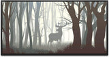 Rehbock in einem Wald ca. 130x70cm Wandbild inklusive Schattenfugenrahmen schwarz - Panorama Leinwand Bild XXL Format Wandbilder Wohnzimmer Wohnung Deko Kunstdrucke