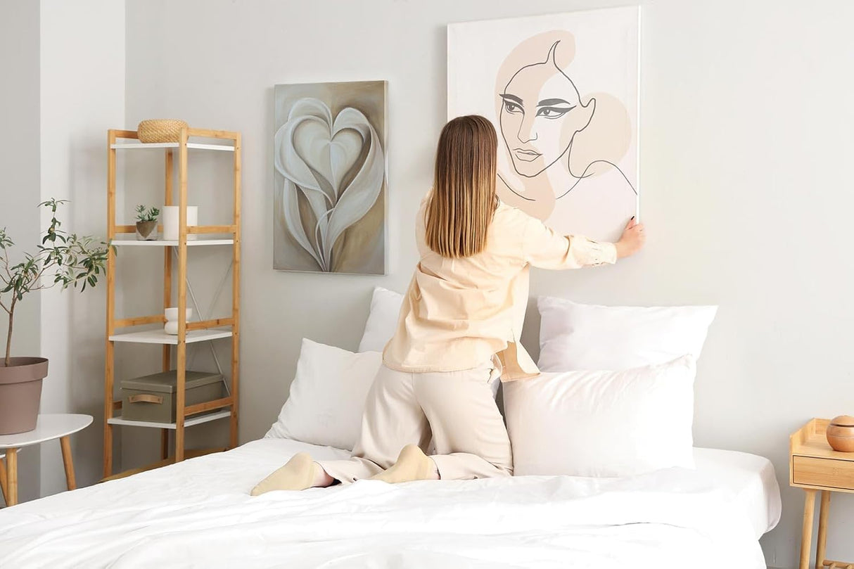 Paul Sinus 60x90cm Wandbild Herzblätter in Beige – Sanfte Formen mit moderner floraler Eleganz Blume