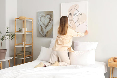 Paul Sinus 60x90cm Wandbild Herzblätter in Beige – Sanfte Formen mit moderner floraler Eleganz Blume