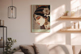 Paul Sinus Wandbild in 40x60cm Divine in Bloom mit stilisiertem Frauenportrait und floralen Ornamenten für edle Wandgestaltung