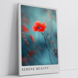 Paul Sinus Leinwandbild 80x120cm Serene Beauty – Blume, Natur, Blau, Rot, Harmonie, Eleganz, Fotografie, Inspiration, Kunst, Ästhetik, Emotion, Stille