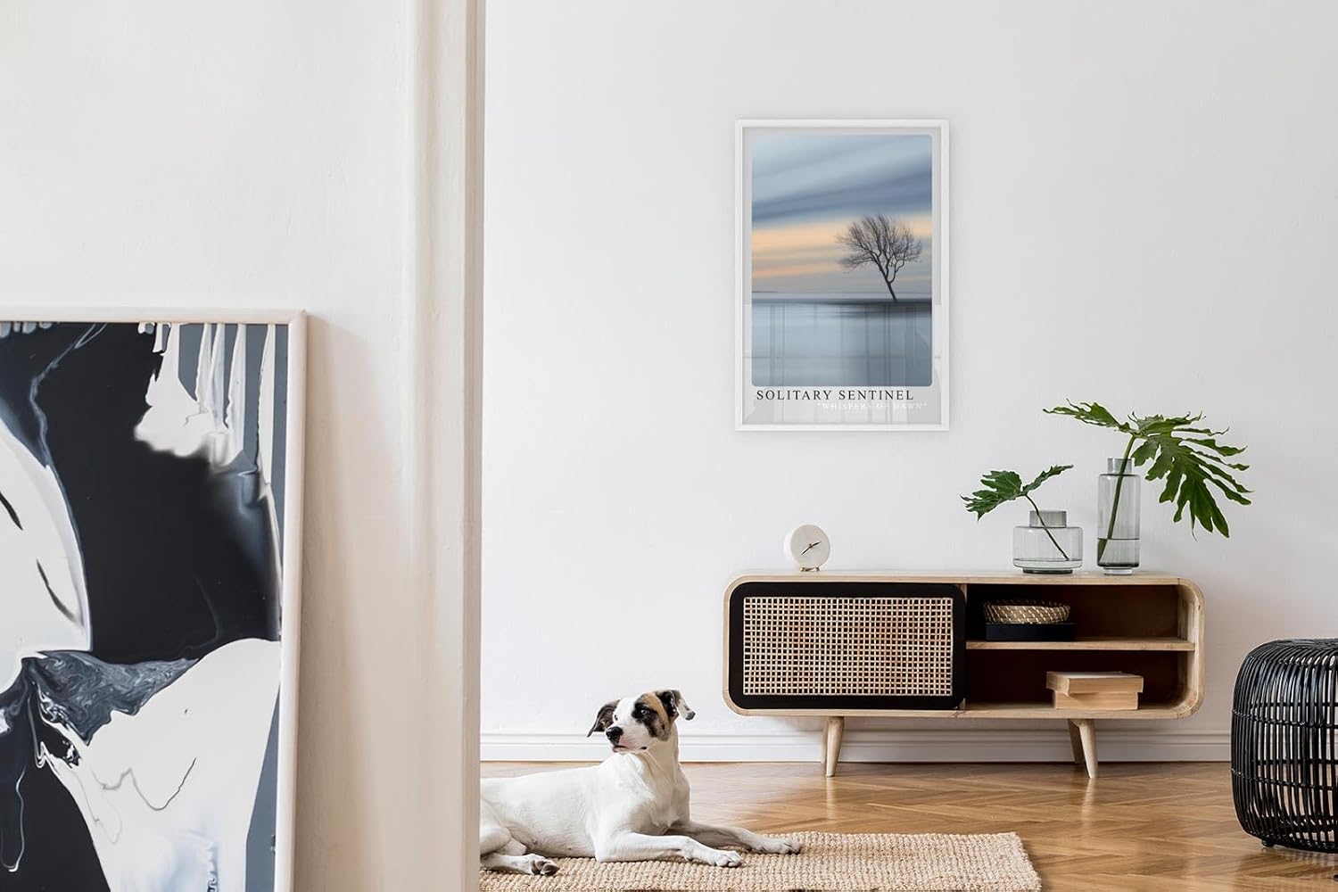 Paul Sinus Leinwandbild 40x60cm minimalistische Landschaft mit einsamem Baum und sanften Farbverläufen, beruhigende Wandkunst