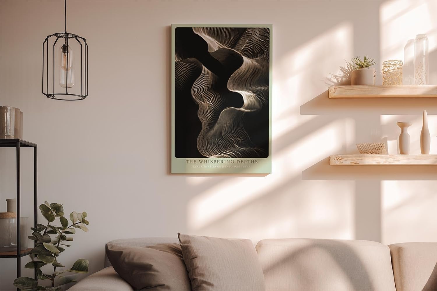 Paul Sinus Wandbild in 40x60cm The Whispering Depths – Organische Linienformen in Gold-Braun-Tönen mit tiefer plastischer Wirkung