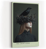 Paul Sinus Wandbild in 40x60cm The Crow's Heir – Porträt einer Frau mit Krähenkrone aus Zweigen und Blättern