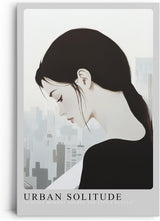 Paul Sinus Leinwandbild 40x60cm stilvolles Porträt einer nachdenklichen Frau in urbaner Kulisse, minimalistische Wandkunst mit sanften Farbverläufen