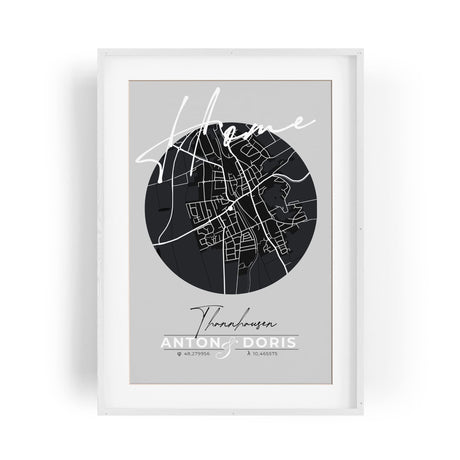 Paul Sinus personalisierter Bilderrahmen mit deinen GPS Koordinaten und Namen. 30cm x 42cm Holz Wechselrahmen mit Glas und Passepartout. Individueller Stadtplan. (ohne Rahmen)