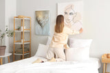 Paul Sinus 60x90cm Wandbild Herzstruktur in Weiß Beige – Ausdrucksstarke Textur mit floraler Tiefe Blume