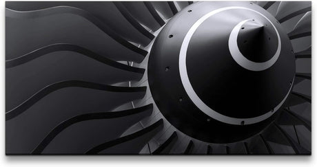 Flugzeugturbine ca. 130x70cm Wandbild inklusive Schattenfugenrahmen weiss - Panorama Leinwand Bild XXL Format Wandbilder Wohnzimmer Wohnung Deko Kunstdrucke