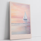 Paul Sinus Leinwandbild 60x90cm idyllische Segelboot-Szene mit sanften Pastellfarben, beruhigende Wandkunst mit romantischem Sonnenuntergang