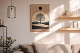 Paul Sinus Wandbild in 40x60cm Baum im Lichtkreis mit schwarzer Sonne über minimalistischer Landschaft
