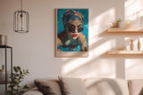 Paul Sinus Wandbild in 40x60cm Cool Down With Style Elegant Woman in Blue Headscarf and Sunglasses in Pool Water