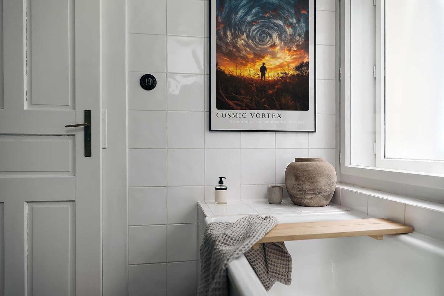 Paul Sinus Leinwandbild 60x90cm Cosmic Vortex Leinwandbild atemberaubende Landschaft mit spiralförmigem Himmel und Silhouette im Sonnenuntergang