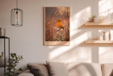 Paul Sinus Wandbild in 40x60cm Oranger Singvogel im Morgentau mit goldener Lichtstimmung