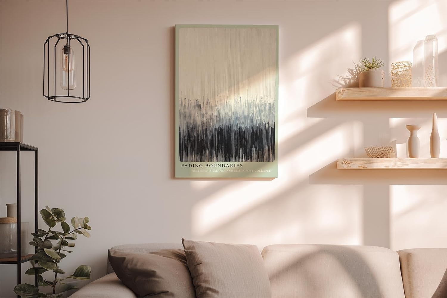 Paul Sinus Wandbild in 40x60cm Fading Boundaries – Abstraktes Kunstwerk mit sanften vertikalen Farbverläufen von Schwarz zu Weiß