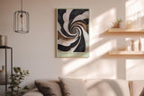 Paul Sinus Wandbild in 40x60cm Vortex of Grace – Abstraktes Wirbelmotiv in Schwarz, Weiß und Gold für moderne Raumgestaltung