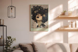 Paul Sinus Wandbild in 40x60cm Bad Hair Day ausdrucksstarkes Porträt einer Frau mit schwarzem Afro und goldenen Sternen