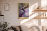 Paul Sinus Wandbild in 40x60cm The Twisted Dream – Farbintensive Kunst mit verschlungenem Baum in surrealer Landschaft