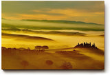 Sinus Art Wandbild 120x80cm Malerische Landschaft der Toskana mit Nebelfeldern und Sonnenlicht – beruhigend und träumerisch