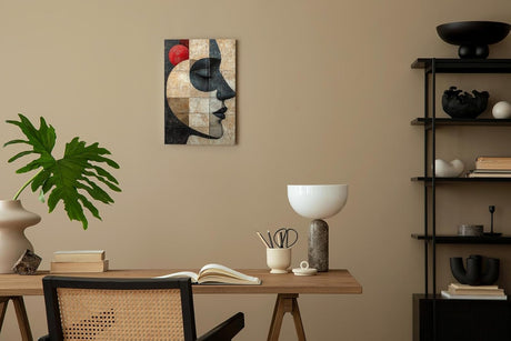 Paul Sinus 60x90cm Wandbild Silent Grace – Abstraktes Frauenprofil in ruhiger Farbkomposition auf Leinwand Holzrahmen