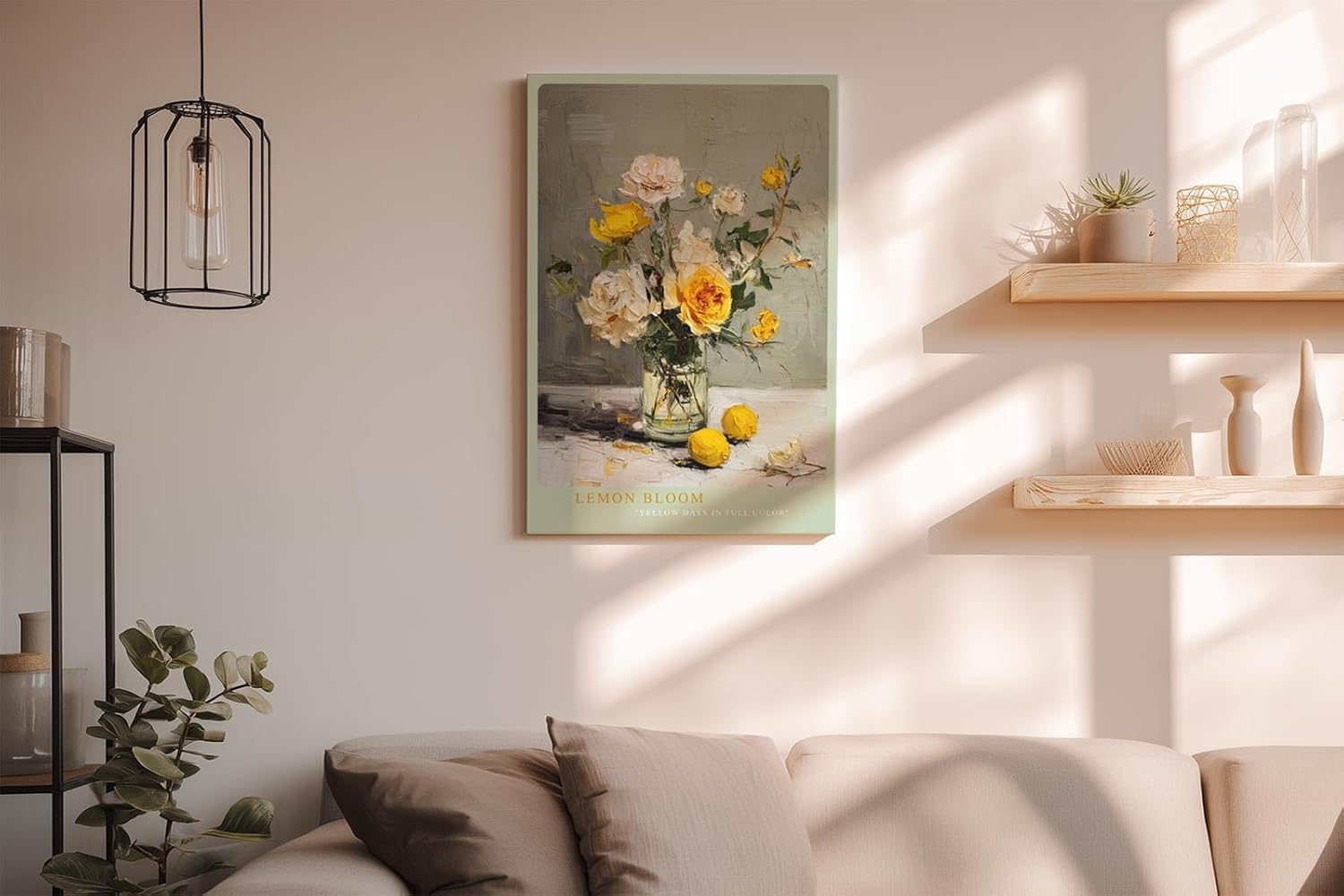 Paul Sinus Wandbild in 40x60cm Stillleben mit gelben und weißen Rosen – ausdrucksstarkes Ölgemälde für elegante Raumgestaltung
