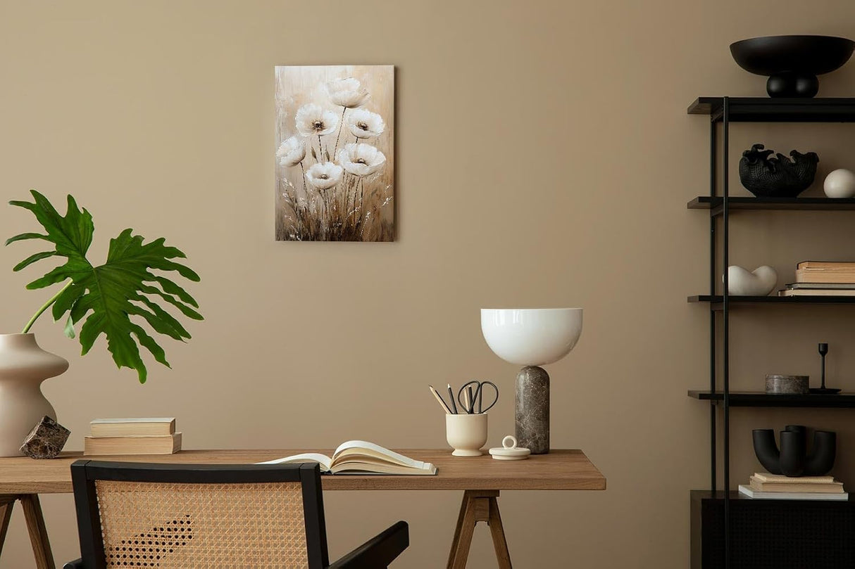 Paul Sinus 60x90cm Wandbild Zarte Blütenpoesie in Beige – Stilvolle Naturharmonie mit floraler Eleganz Blume