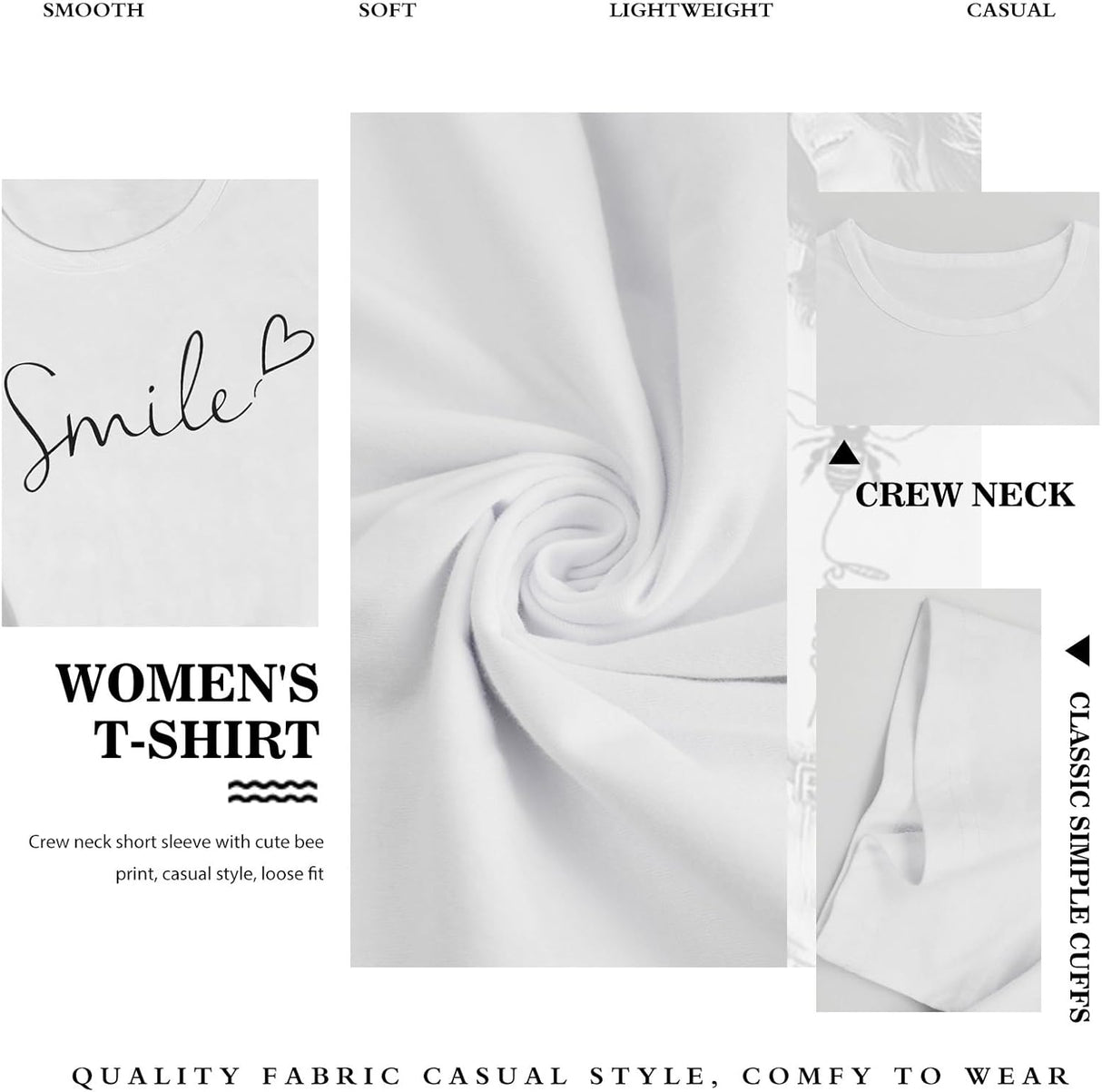 Tuopuda T-Shirt Damen Sommer Oberteile Rundhals Kurzärmeliges Print Bluse Basic Shirt Bequem Baumwolle Tunika Tee Tops Schlank Hemd für Frühling Sommer Herbst