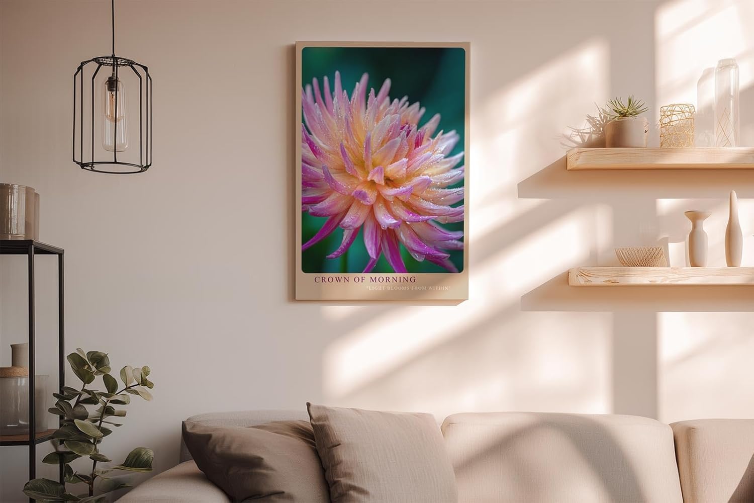 Paul Sinus Wandbild in 40x60cm Crown of Morning – leuchtendes Blütenporträt mit zarten Tautropfen in warmen Farbtönen für frische Wohnakzente