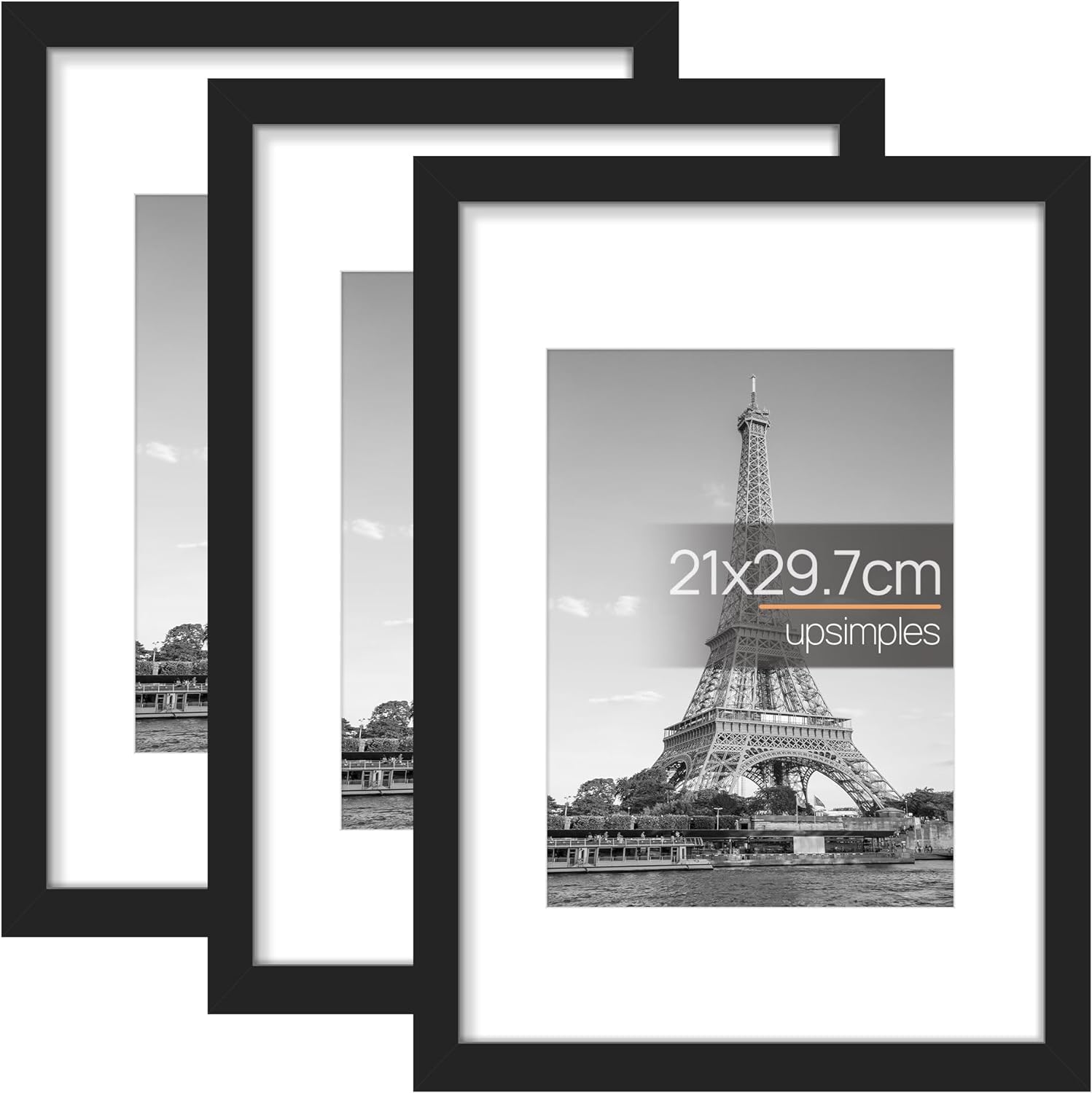 upsimples 3 Pack Bilderrahmen A4 Holz, Picture Frame Holz für Fotos, Bilder, Poster