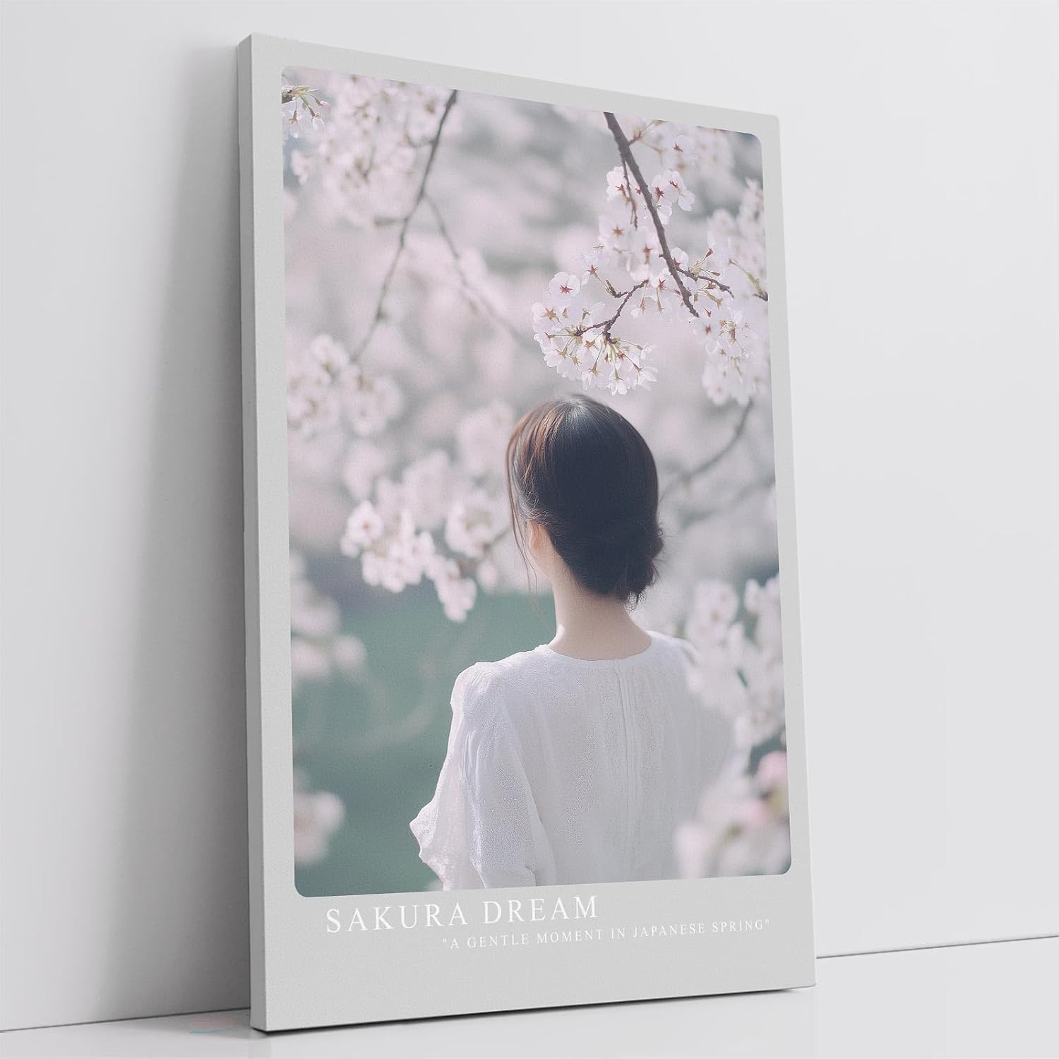 Paul Sinus Leinwandbild 80x120cm Leinwandbild Sakura Traum – Zarte Frühlingsszene mit blühenden Kirschblüten, verträumte Atmosphäre, japanische Eleganz