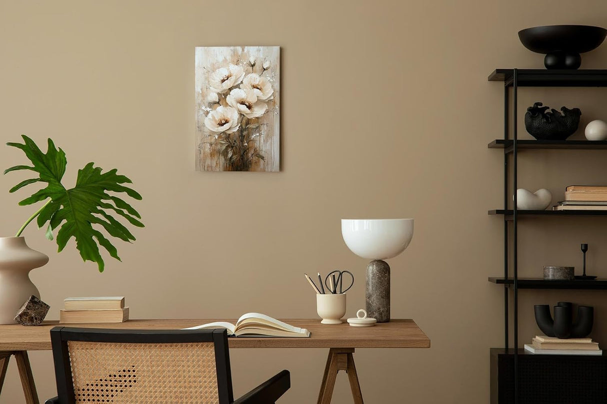 Paul Sinus 60x90cm Wandbild Blütenzauber in Beige – Exklusive Wohnkunst mit natürlicher Schönheit Blume