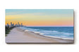 Sinus Art Wandbild 120x80cm Strand und Skyline in perfekter Balance – modernes Motiv zwischen Natur und Stadt