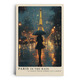 Paul Sinus Leinwandbild 60x90cm Paris im Regen – Romantische Stadtansicht mit Eiffelturm, leuchtenden Lichtern und geheimnisvoller Silhouette