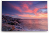 Paul Sinus Wandbild 120x80cm Küste Meer Horizont Rosa Himmel Abendröte Ozean