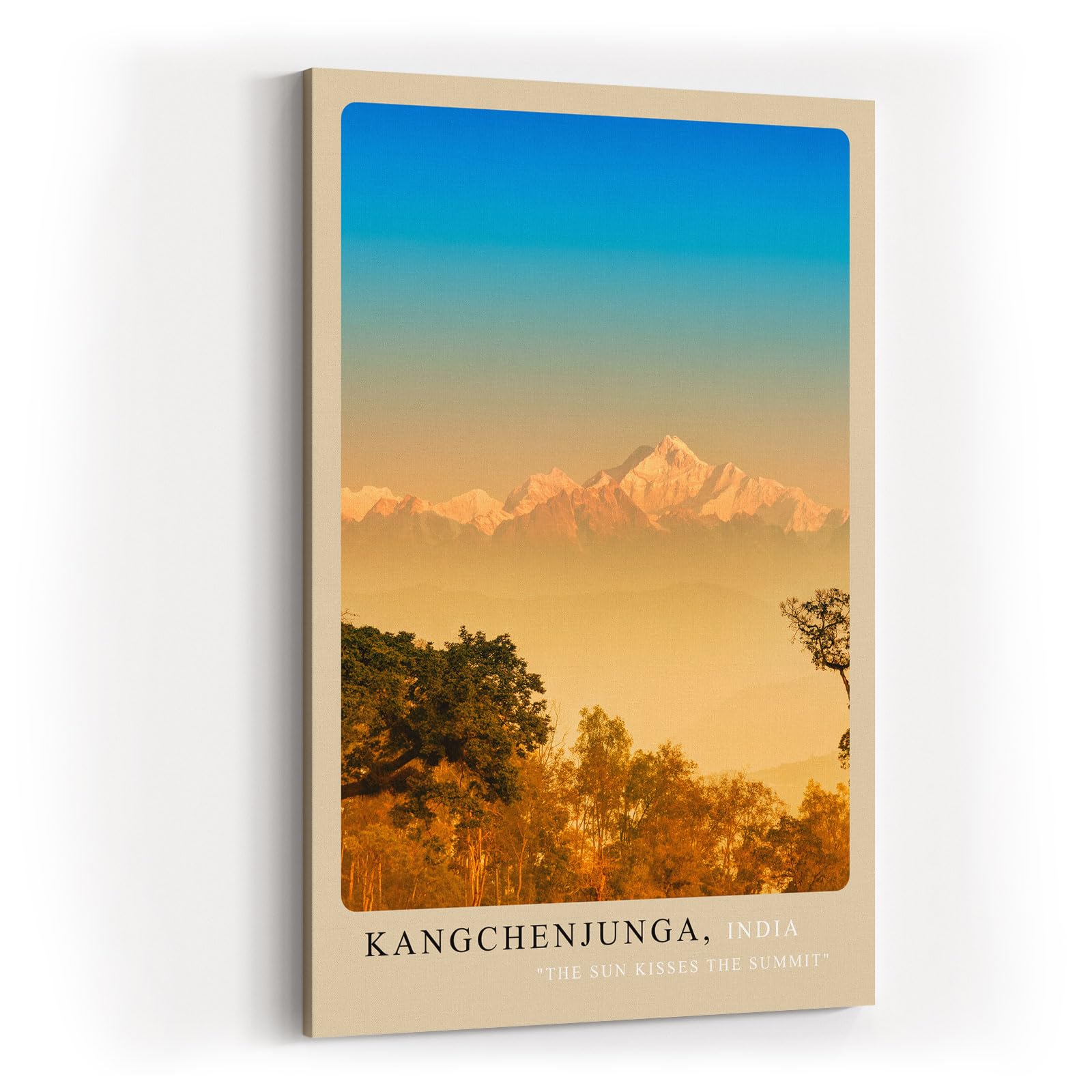 Paul Sinus Kunstdruck 40x60cm Kangchenjunga Bergkette – Himalaya-Gipfel im goldenen Morgenlicht