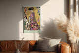 Paul Sinus Wandbild in 80x120cm The Golden Silence – kunstvolles Porträt im goldenen Mosaikstil mit floralen Ornamenten für stilvolle Raumgestaltung