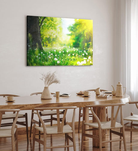 Paul Sinus Wandbild 120x80cm Grüne Wiese Pusteblumen Baum Sonnenschein Sommer