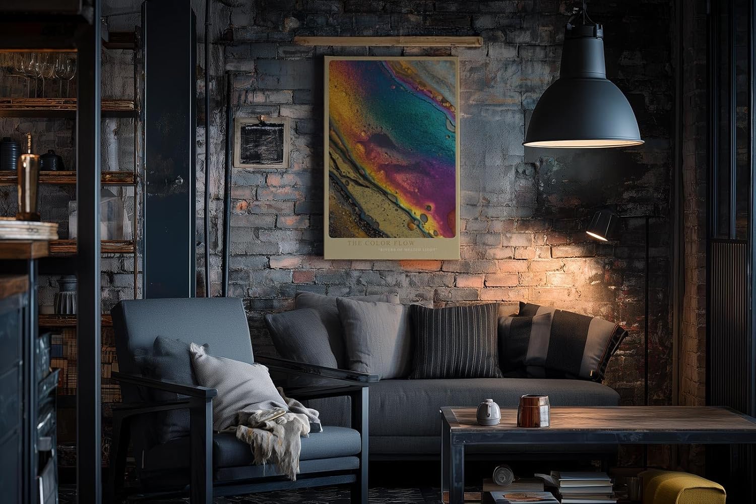 Paul Sinus Wandbild in 40x60cm The Color Flow – abstraktes Farbmotiv in leuchtenden Metallic-Tönen für moderne Raumgestaltung