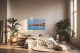 Sinus Art Wandbild 120x80cm Mediterraner Jachthafen bei Abendstimmung – reflektierend, maritim und entspannend
