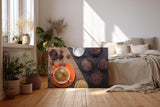 Sinus Art Wandbild 120x80cm Leckeres Stillleben aus Kaffee, Schoko-Muffins und Gewürzen auf rustikalem Holzuntergrund