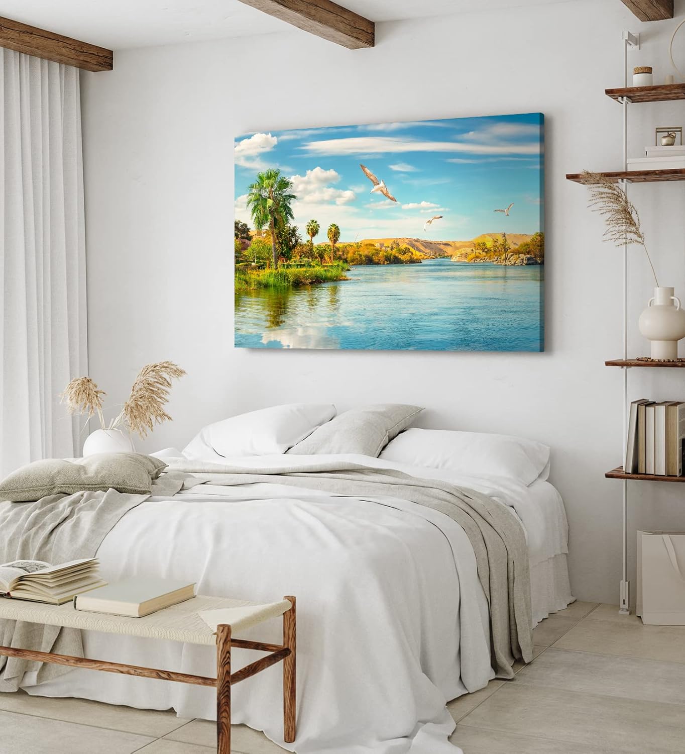 Paul Sinus Wandbild 120x80cm Afrika Nil Ägypten Fluss Sonnenuntergang Vögel Fluss