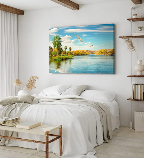 Paul Sinus Wandbild 120x80cm Afrika Nil Ägypten Fluss Sonnenuntergang Vögel Fluss