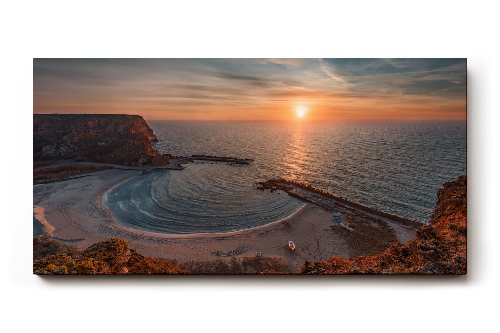 Sinus Art Wandbild 120x80cm Malerisches Küstenpanorama mit harmonischer Komposition und ruhiger Atmosphäre