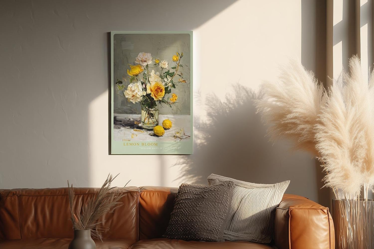 Paul Sinus Wandbild in 40x60cm Stillleben mit gelben und weißen Rosen – ausdrucksstarkes Ölgemälde für elegante Raumgestaltung